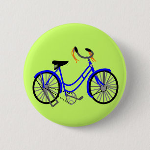 Fietstekening, stijl van 1950 ronde button 5,7 cm