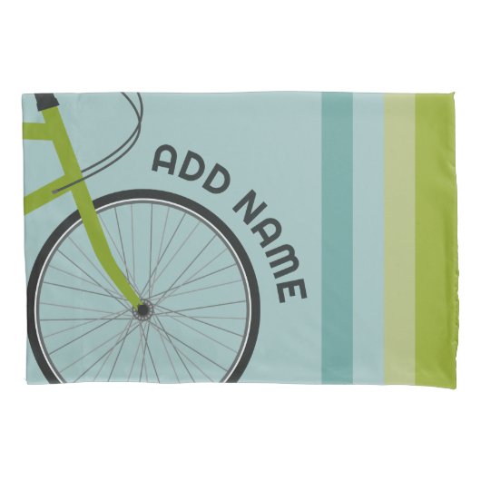 Fietsthema met aangepaste tekst kussensloop (Voorkant)