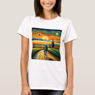 Fietstocht bij zonsondergang 3 t-shirt
