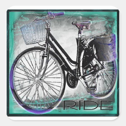 fietstocht Blauwgroen Vierkante Sticker (Voorkant)
