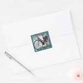 fietstocht Blauwgroen Vierkante Sticker (Envelop)