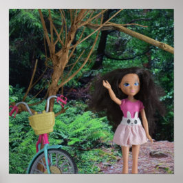 Fietstocht door het bos poster