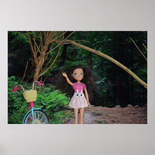Fietstocht het bos in poster (Voorkant)