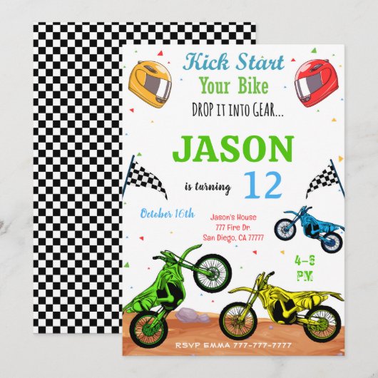 Fietsuitnodiging Kaart (Voorkant / Achterkant)