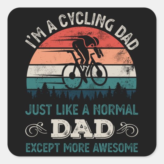 Fietsvader - Fietsdag Cyclist Fathers Day Gift Vierkante Sticker (Voorkant)