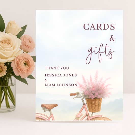 fietsverlovingsfeest Kaarten Geschenken Teken Reclamebord Met Voetstuk