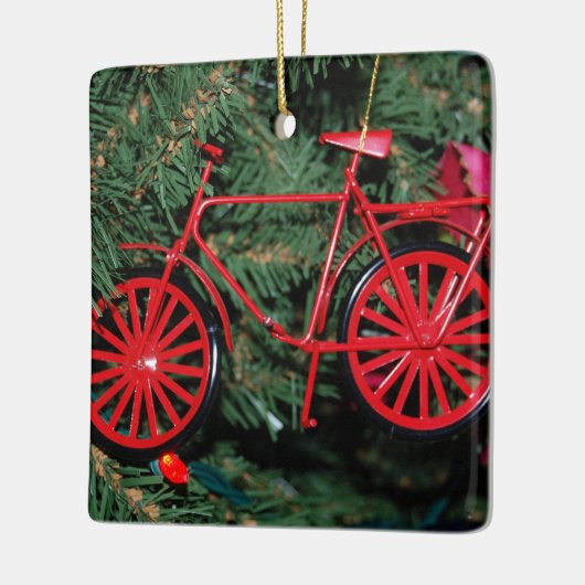 Fietsversiering op een kerstboom keramisch ornament (Links)