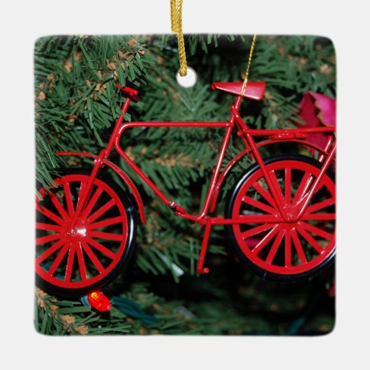 Fietsversiering op een kerstboom keramisch ornament (Voorkant)