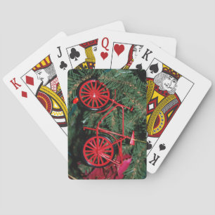 Fietsversiering op een kerstboom pokerkaarten