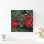 Fietsversiering op een kerstboom vierkante klok (Huis)