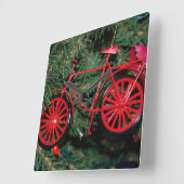 Fietsversiering op een kerstboom vierkante klok (Hoek)