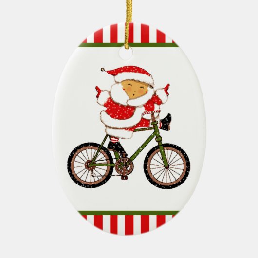 Fietsverzamelaar met Kerst Keramisch Ornament (Voorkant)