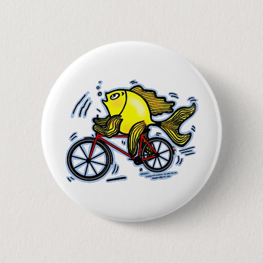 Fietsvis (Bike) grappige knop Ronde Button 5,7 Cm (Voorkant)