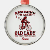 Fietsvrouw veronderstelt dat ik gewoon een oude da metalen ornament (Voorkant)