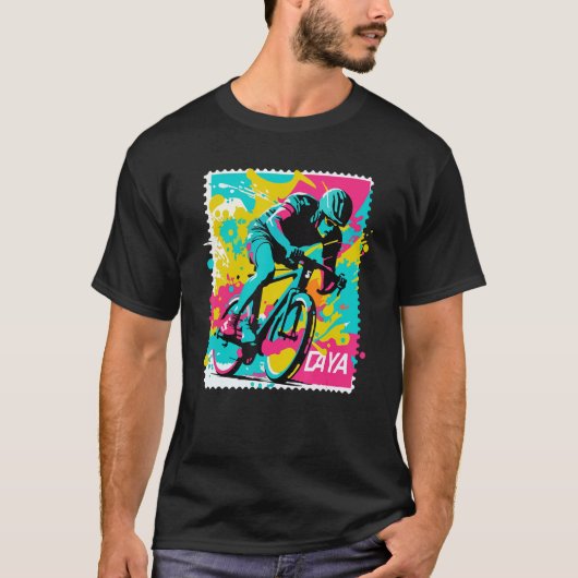 Fietswedstrijd wielrenner stempel koele fietser t-shirt (Voorkant)