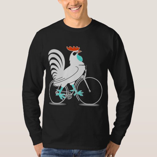 Fietsweek het hele jaar door fantasievol haan rijd t-shirt (Voorkant)