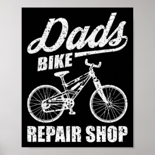 Fietswerkplaats Funny Vader Mountainbiken Fietsen Poster