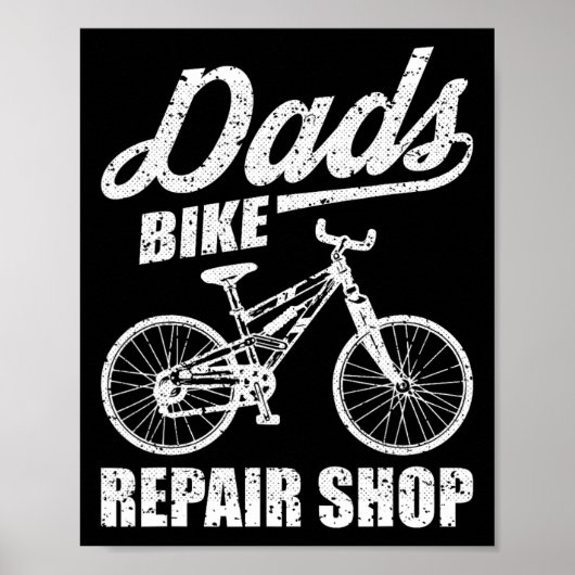 Fietswerkplaats Funny Vader Mountainbiken Fietsen Poster (Voorkant)