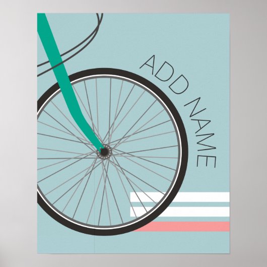Fietswiel met aangepaste naam 20x28 poster (Voorkant)