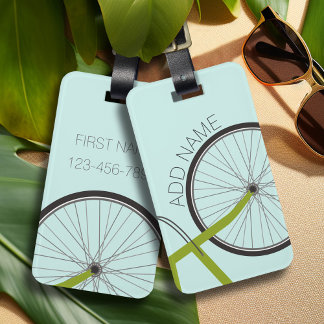 Fietswiel met aangepaste naam hipster bagagelabel