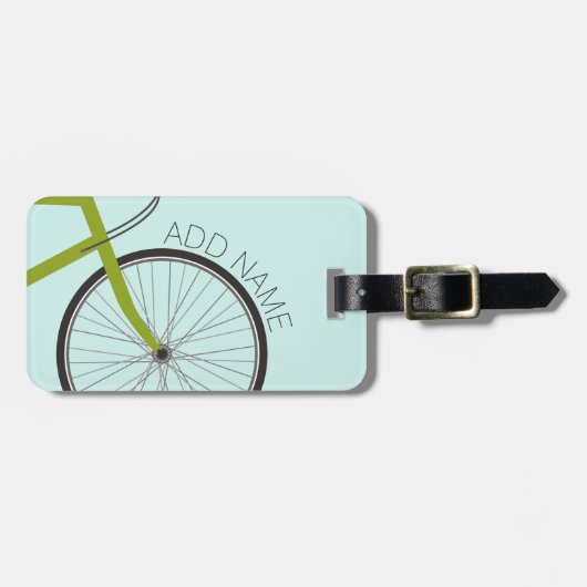 Fietswiel met aangepaste naam hipster bagagelabel (Voorkant horizontaal)