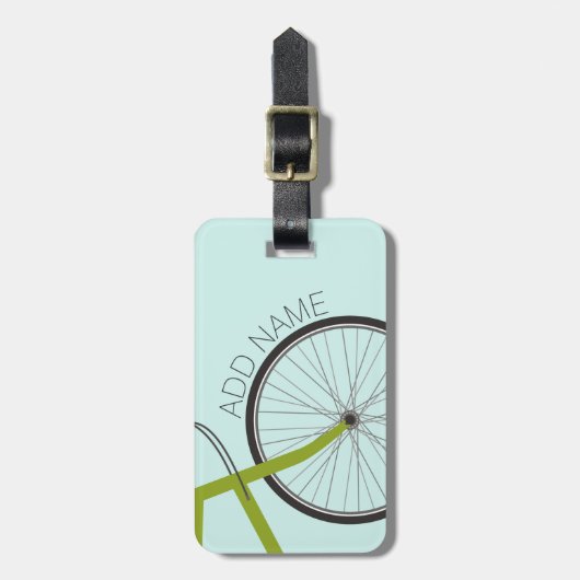 Fietswiel met aangepaste naam hipster bagagelabel (Voorkant verticaal)