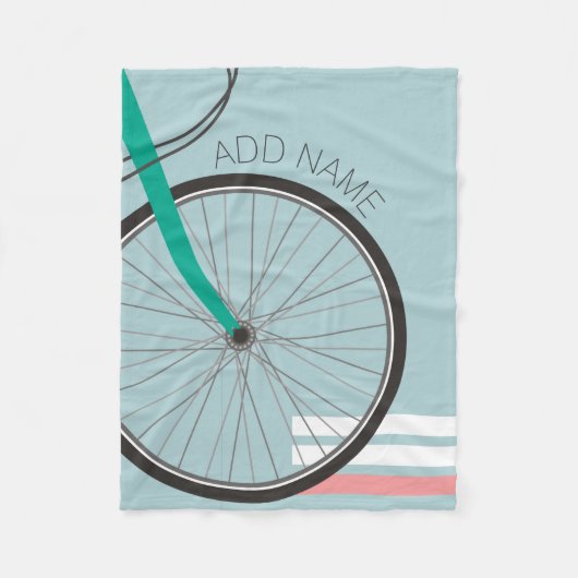 Fietswiel met aangepaste naam hipster fleece deken (Voorkant)