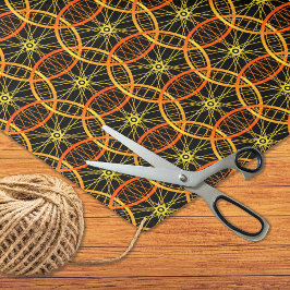 Fietswielen sinaasappel geel patroon tissuepapier