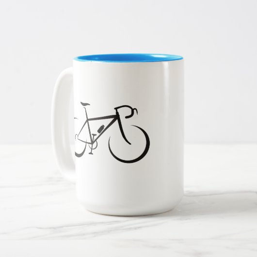 fietswielerfiets buitenshuis tweekleurige koffiemok (Voorkant links)