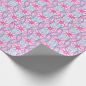 Fietswielroze blauw patroon cadeaupapier (Hoek)