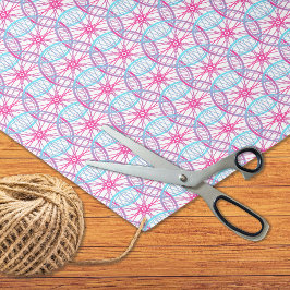 Fietswielroze blauw patroon tissuepapier