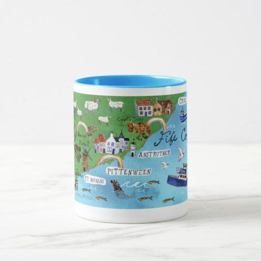 Fife Coastal Path Scotland Map Waterverf Art Mok (Midden)