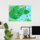 Fife kustpad geïllustreerd kaartkunst Kunst Poster (Thuiskantoor)