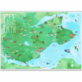 Fife kustweg Schotland Waterverf kaart Art Sticker (Voorkant)