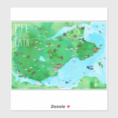 Fife kustweg Schotland Waterverf kaart Art Sticker (Vel)