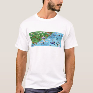 Fife kustweg Schotland Waterverf kaart Art T-shirt