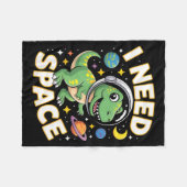 Fife Life I Need Space T-rex Astronaut Outterspace Fleece Deken (Voorkant (Horizontaal))