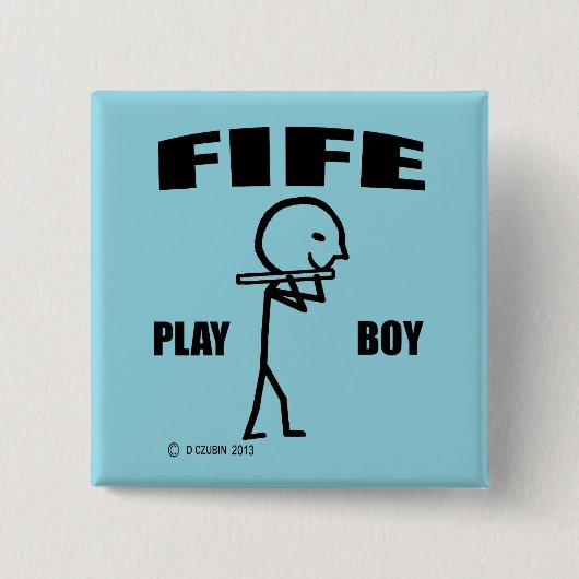 Fife Play Boy Vierkante Button 5,1 Cm (Voorkant)
