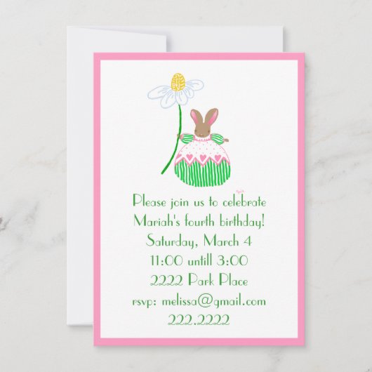 Fifi Bunny-uitnodiging Kaart (Voorkant)