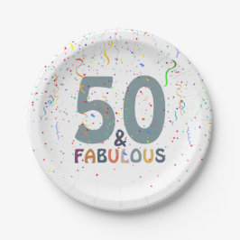 Fifiek & Fabulous Fun Confetti Blue Typografie Papieren Bordje