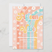 Fifteen is een vibe daisy 15e verjaardagsfeestje kaart (Voorkant)