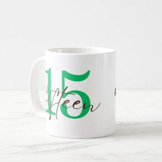 Fifteenth Year with Personalization Koffiemok (Voorkant links)