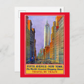 Fifth Avenue, New York vintage poster, Briefkaart (Voorkant / Achterkant)