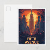 Fifth Avenue NYC USA  illustratie reizen Briefkaart (Voorkant / Achterkant)