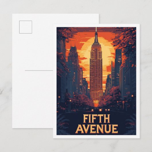 Fifth Avenue NYC USA  illustratie reizen Briefkaart (Voorkant / Achterkant)