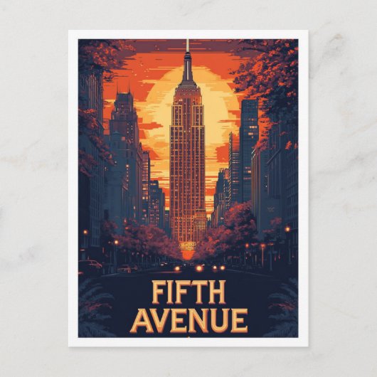 Fifth Avenue NYC USA  illustratie reizen Briefkaart (Voorkant)