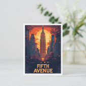 Fifth Avenue NYC USA  illustratie reizen Briefkaart (Staand voorkant)