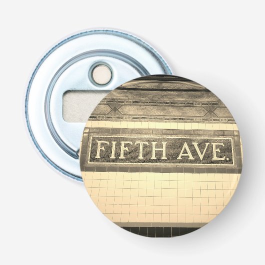  Fifth Avenue Sign - Manhattan, NYC Button Flesopener (Voorkant)