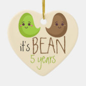 Fifth Funny Wedding Bean Five years couple Keramisch Ornament (Voorkant)