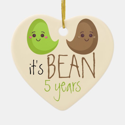 Fifth Funny Wedding Bean Five years couple Keramisch Ornament (Voorkant)